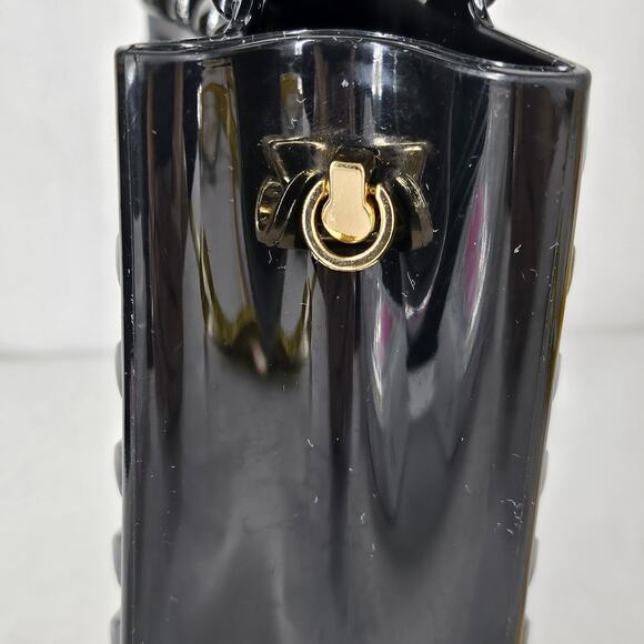 UNIQUE WOMEN'S BLACK JELLY STUDDED TOP HANDLE CROSSBODY MINI BAG PURSE – 5"x5" - Picture 9 of 13